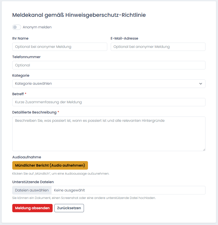 Meldekanal-Hinweisgeberschutz-Richtlinie